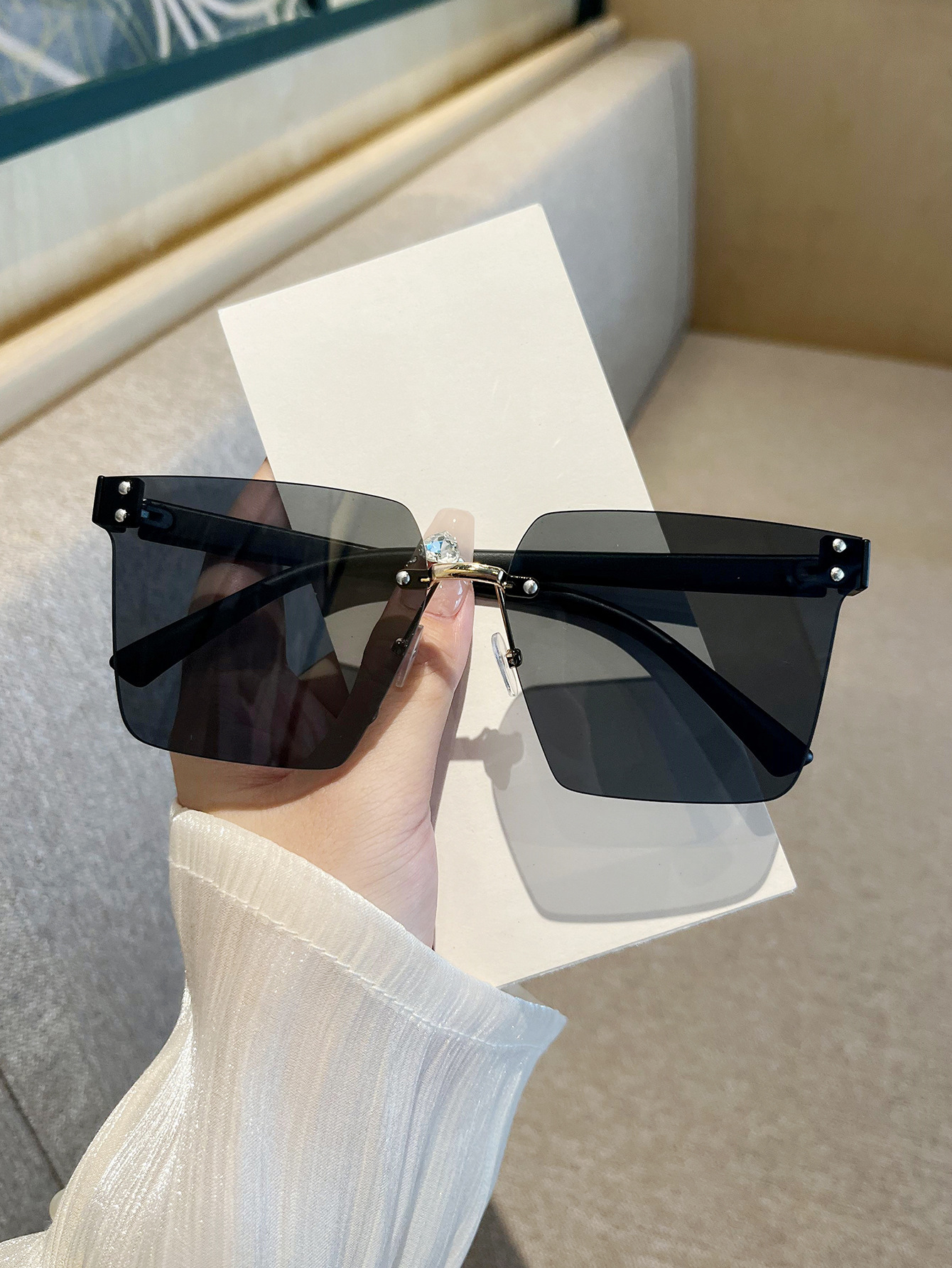 2025 Spring And Summer Frameless Square One Sunglasses for Men And Women Deigner Fashion Korean Version Of The Trend Glasses