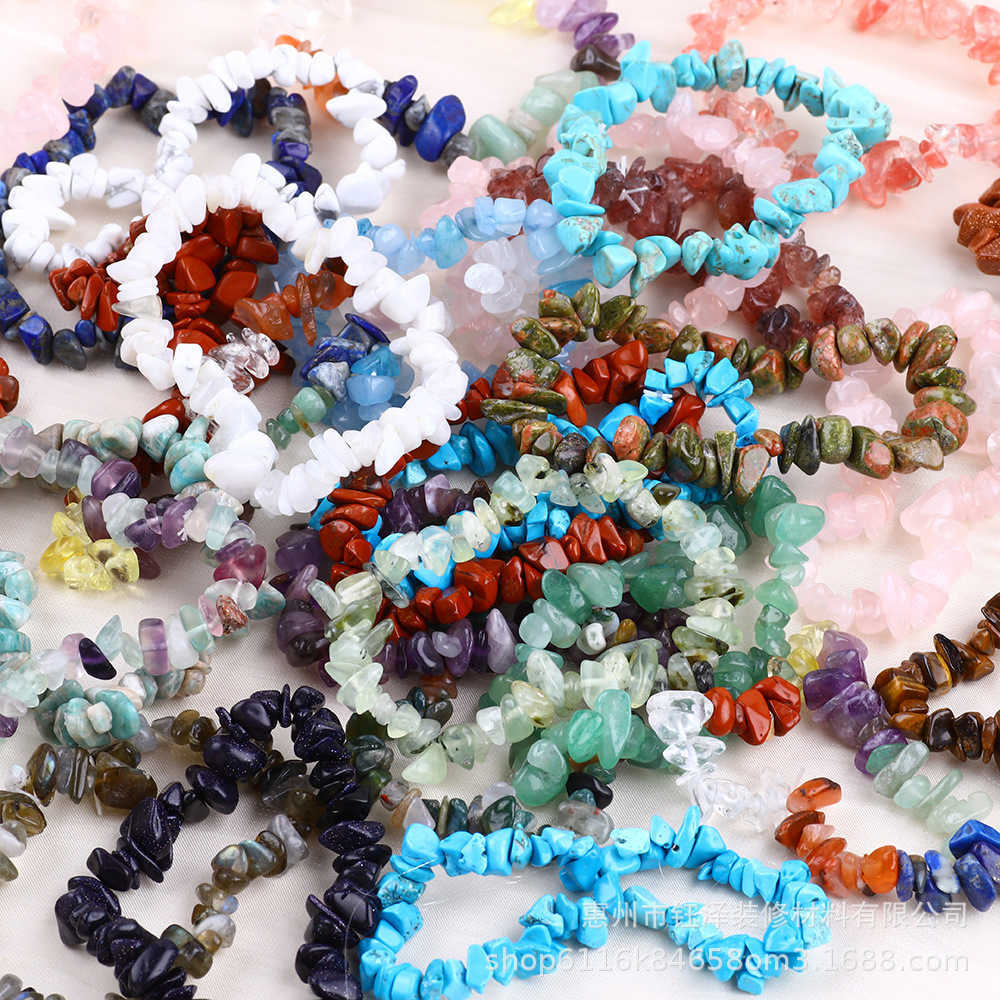Charm Bracelets Hot selling natural crystal crushed stone womens chain bracelet irregular rainbow crushed stone summer bracelet elastic bracelet H2522