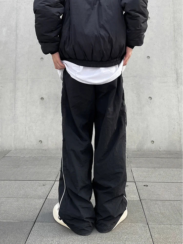 Y2K mens streetwear fashion products Korean Harajuku leisure parachute technology womens sports pants wide leg runners Trouser clothing 250218