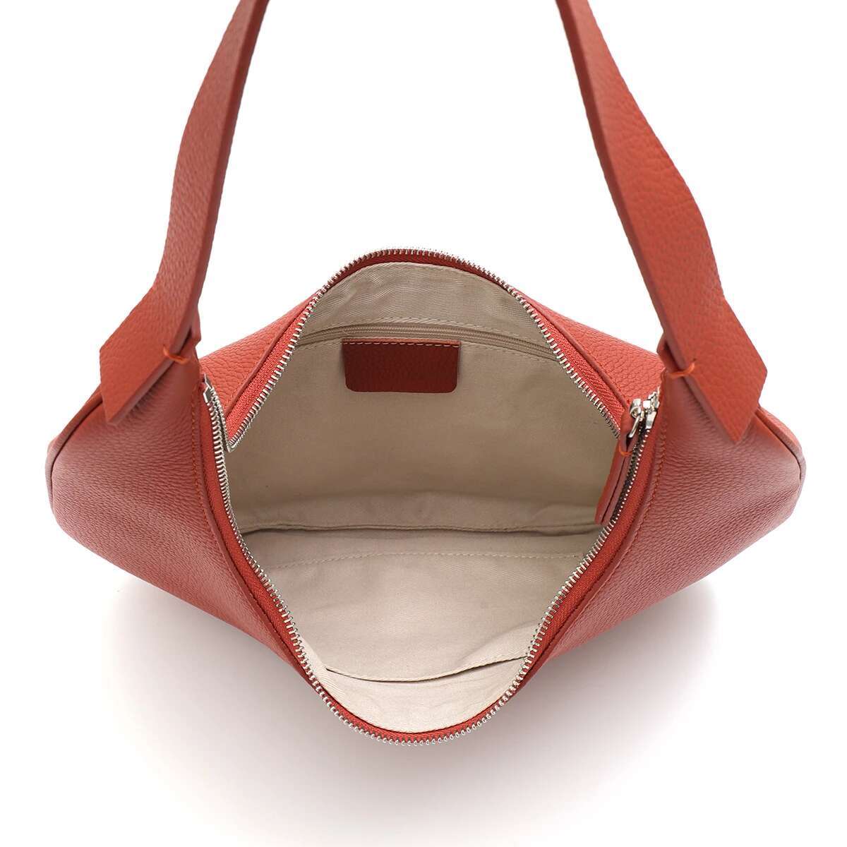 SC Minimalist Design Women Genuine Leather Hobo Solid Color Soft Cowhide Zipper Shoulder Bag Daily Chic Casual All Season Purse