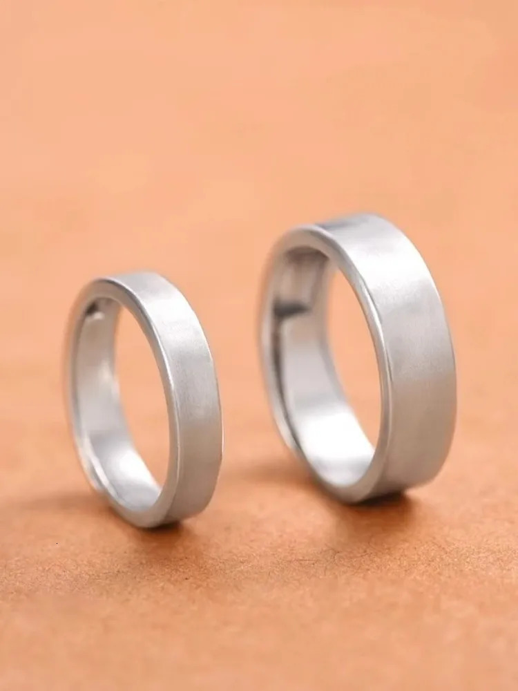 Lovers Fine Jewelry 999 Sterling Silver Ring Women Men Adjustable Vintage Classic Plain Ring Couple Rings 250213