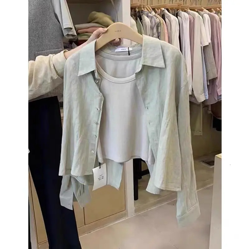 Summer Womens Sun Protection Shirt Solid Color Long Sleeve Shirts Korean Fashion Beach Holiday Ladies Tops Proof Clothes 250219
