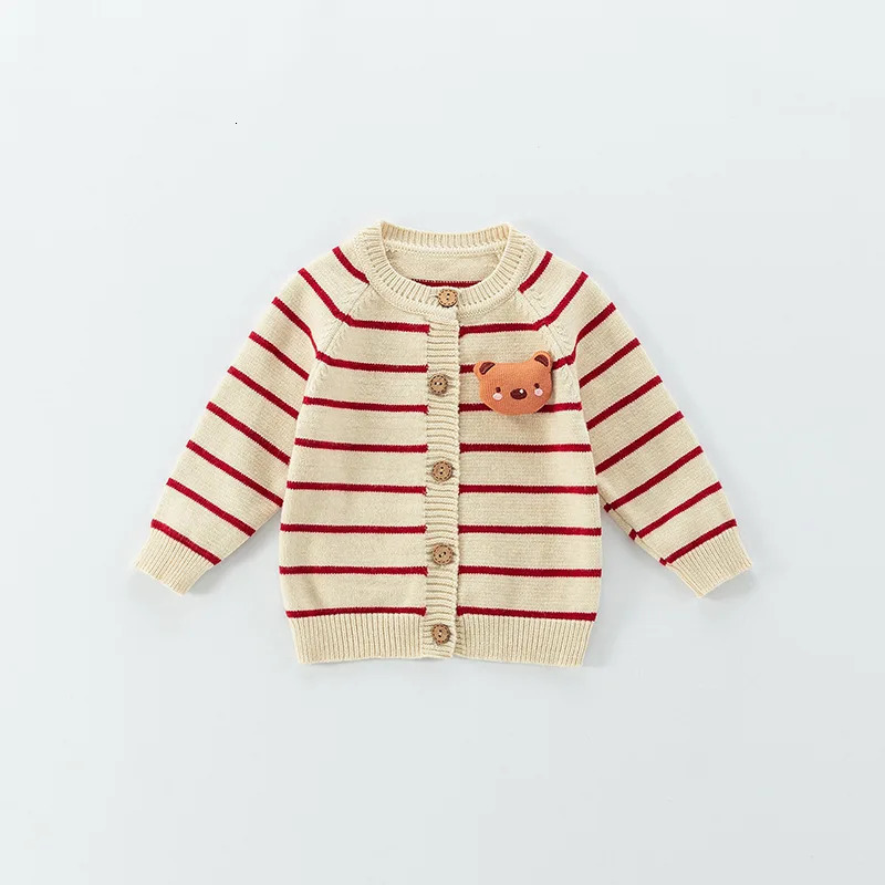 Spring Autumn 0-3 Years Baby Boys Sweater Striped 3D Bear Single Breasted born Boys Knitwear Elastic Hem Infant Boys Knitwear 250219