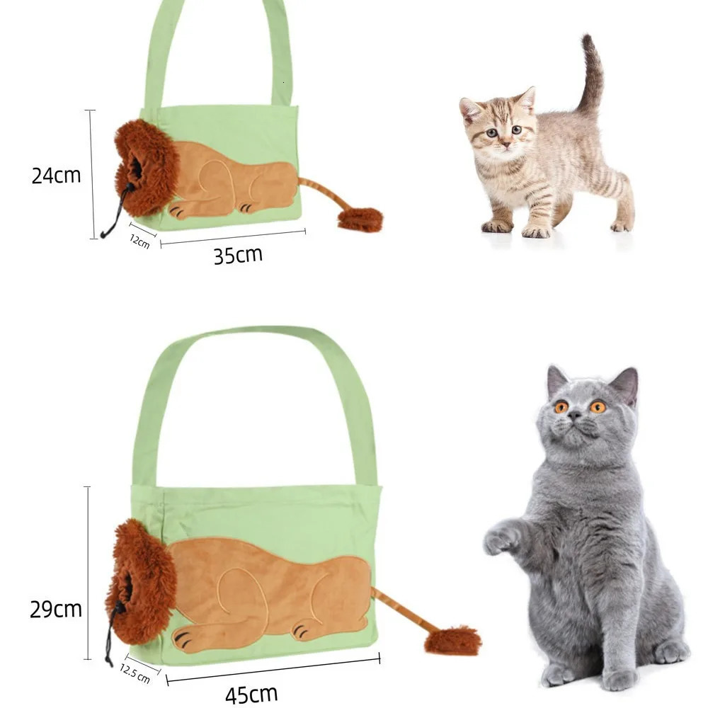 Pet Canvas Shoulder Bag Lion Shaped Dog Comfortable Cats Carrying Pouch Handbag Puppy Messenger Bag For Outdoor Travel 250217