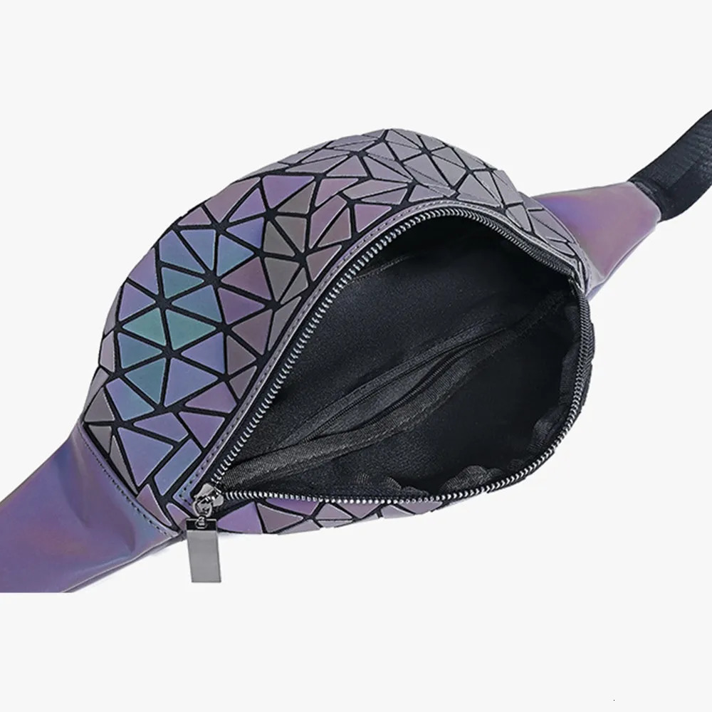 Womens fashion waist bag Holographic Geometry luminous folding chest crossbody 250219