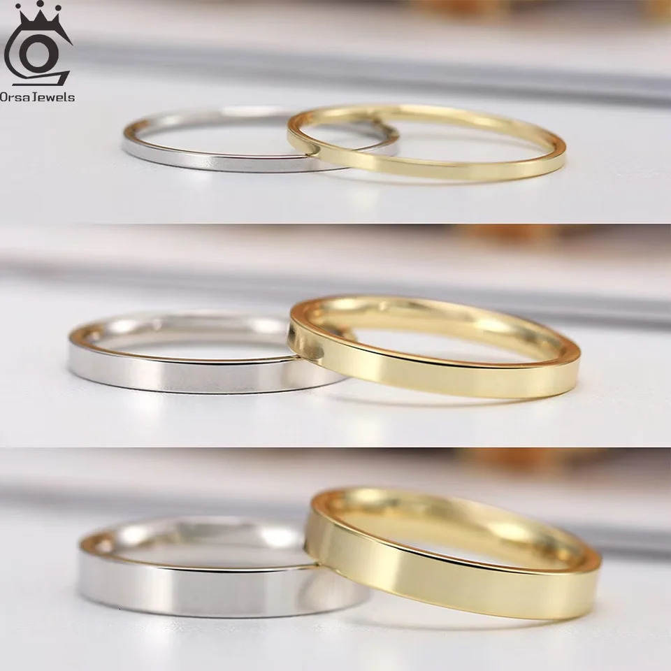 ORSA JEWELS 925 Sterling Silver 1mm 2mm 3mm Rings Simple Smooth Surface Daily Ring for Women Men Engrave Gift 5-9 Size OAPR33 250213