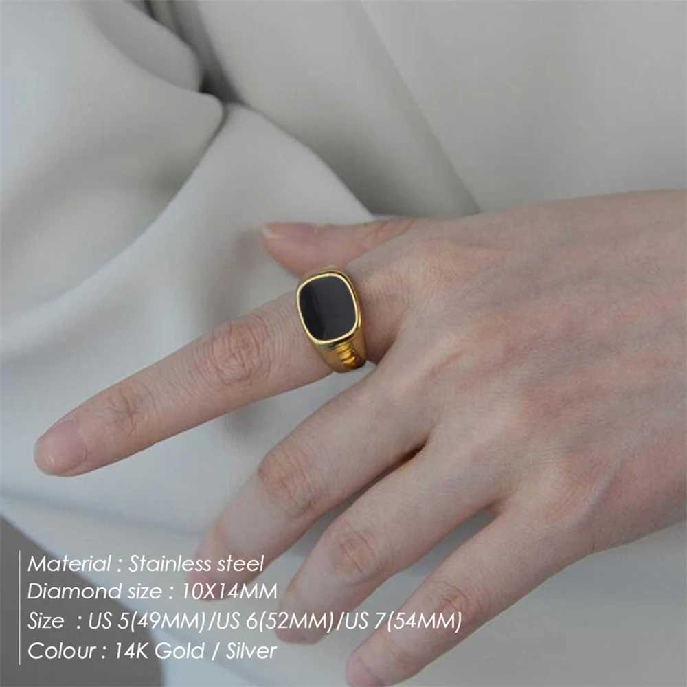 SUNIBI Square Vintage Shell Ladies Ring Stainless Steel White Gold Color Large Chunky Ring Party Jewelry Accessories Gift Dinner X250220