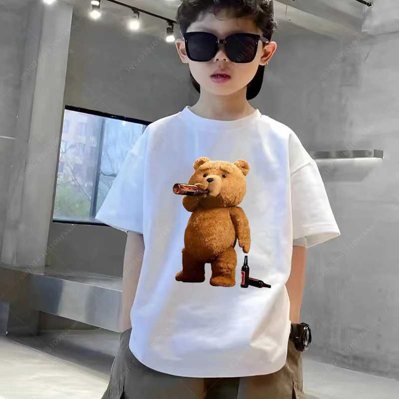 T-shirts Funny Bear Boy Girl Cute Cartoon Shirt Kid Summer Animal Anime Tops Tee Children Baby Family Group Clothes Unisex Teenager 3-14y H250220