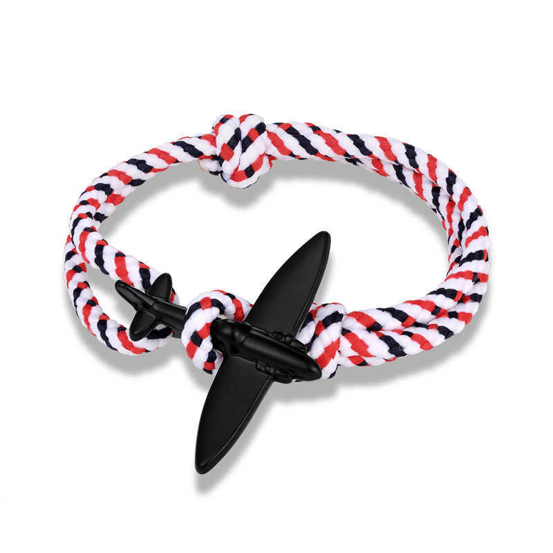 Charm Bracelets New popular jewelry pirate ship anchor style bracelet fashionable silver airplane buckle bracelet hand rope H25220