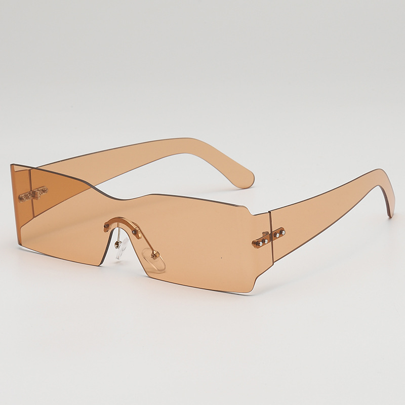 Frameless Riding Windproof Goggles 2025 New Square European And American Wind One-piece Personality Sunglasses Sports Sunglasses Female