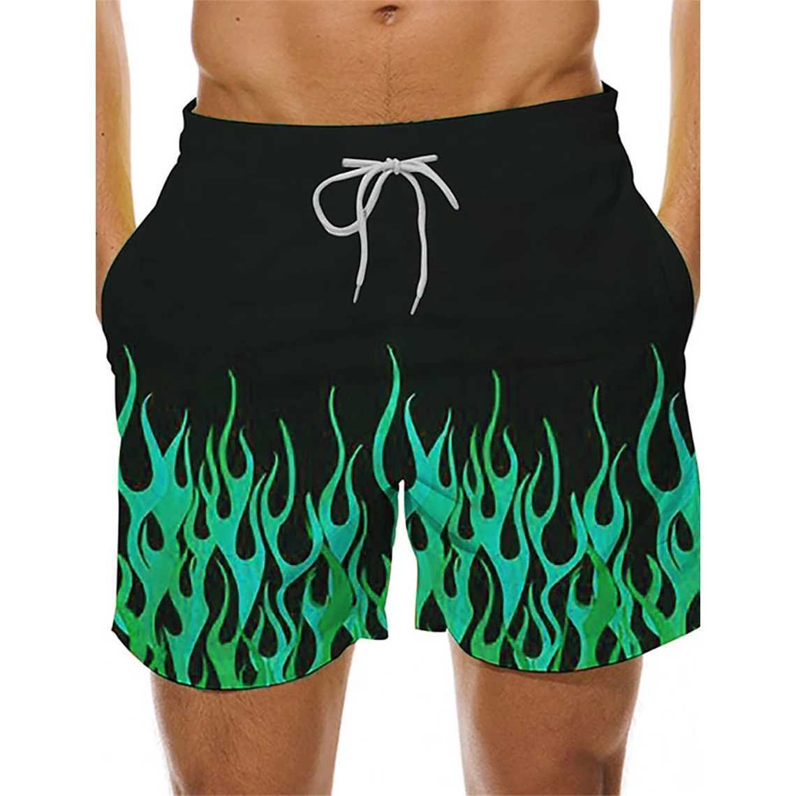 Summer eTHnic style beach shorts color flame 3D Printing mens holiday luggage casual board shorts swimsuit mens cloTHing X250220