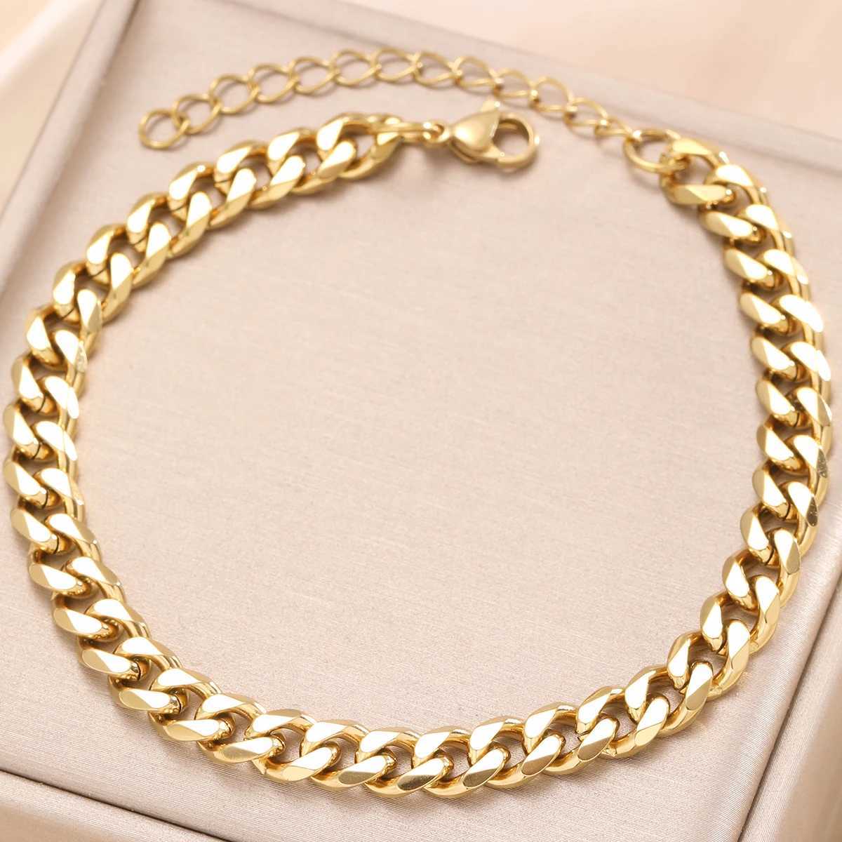 Fashion Stainl Steel Men Cu Cuban Chain Bracelet Women Bracelet On Hand For Couple Unisex Wrist Hand Jewelry Gift Party NewXJ250219