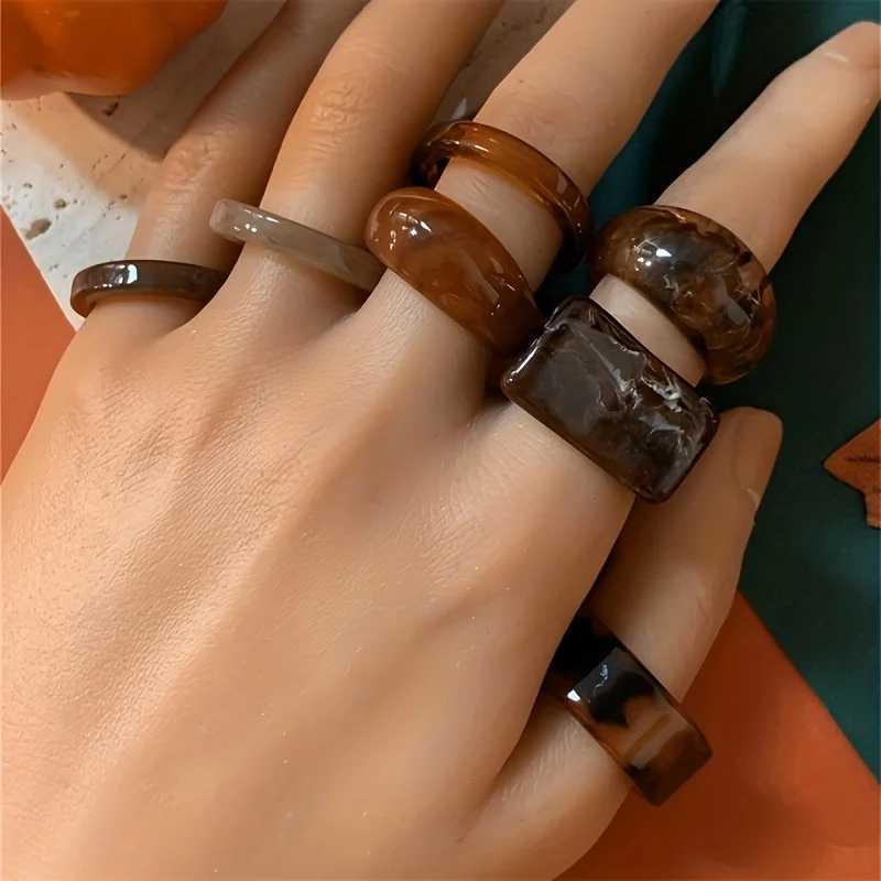 7-piece set of retro leopard print irregar stacked rings for wen with unique personality design suitable for daily party gif X250220