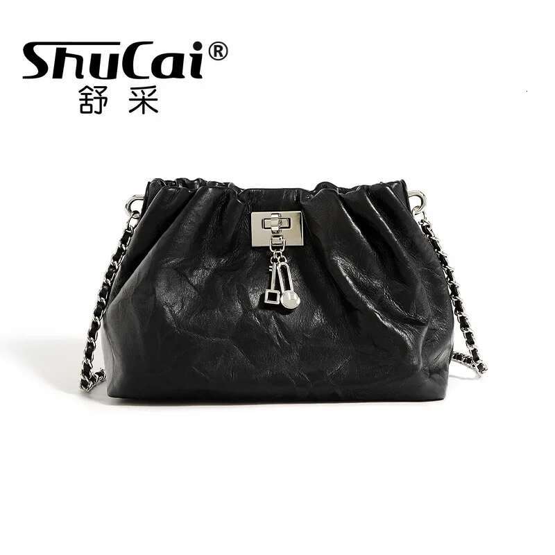 SHUCAI Designer Chain Handbag Genuine Tote Cloud Women Soft Cowhide Leather Small Shoulder Bag Fashion 2025