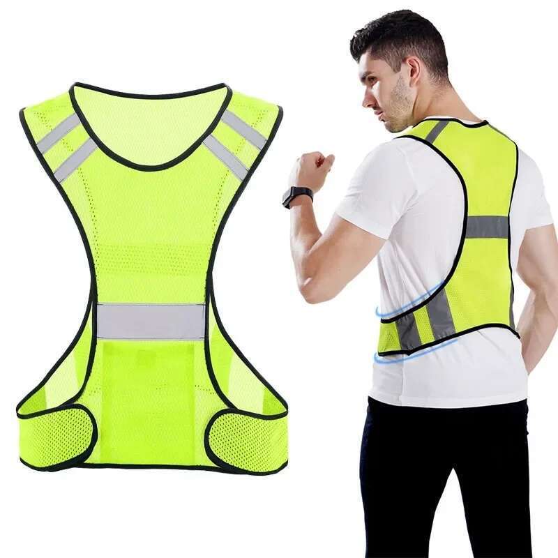 Reflective safety vests for motorcycle and car, light and adjustable elastic vest, high visibility reflective strips for running and cycling