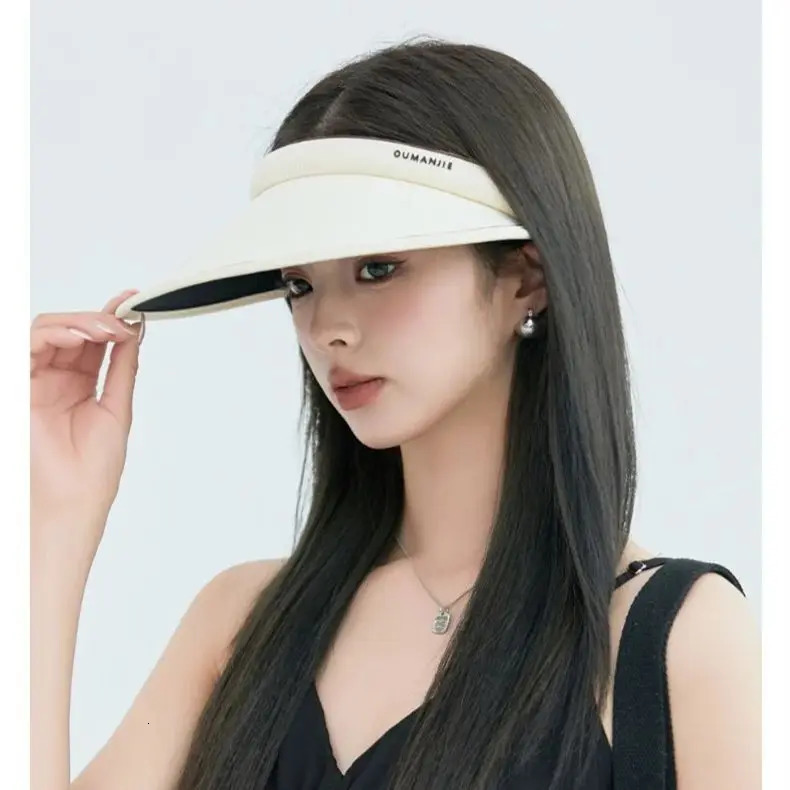 Color Blocking Ice Silk Hairband Hollow Top Hat Korean Fashion Shading Sunscreen Hat Student Sun Hat Outdoor Mountain Climbing 250219