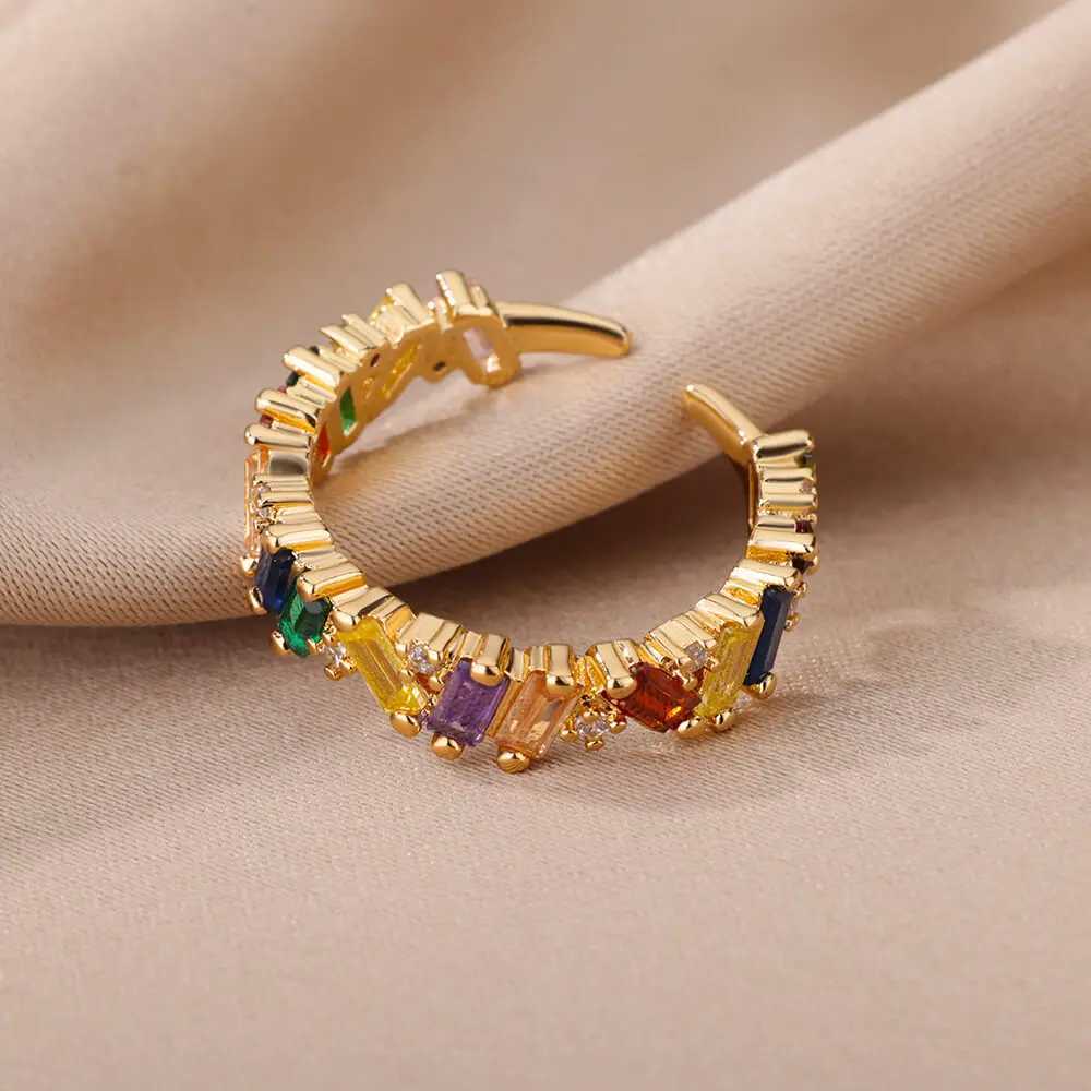 Zircon crystal ring used for stainless steel gold-plated wedding rings couple rings Christmas jewelry gifts Bijoux womens X250220