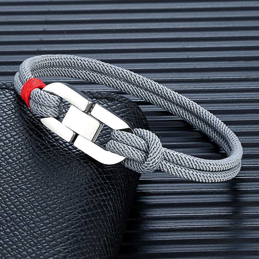 ENDN New Double Strand Braided Rope Bracelet Stainl Steel Cuban U-buckle Bracelets for Men Women Couple Jewelry GiftsXJ250219