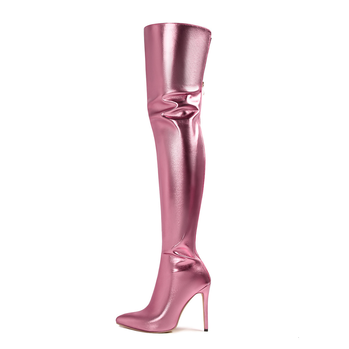 Women's Shoes Sexy Thigh Over The Knee With Zipper Pointed High Heels Colorful Patent Leather Fashion Boots