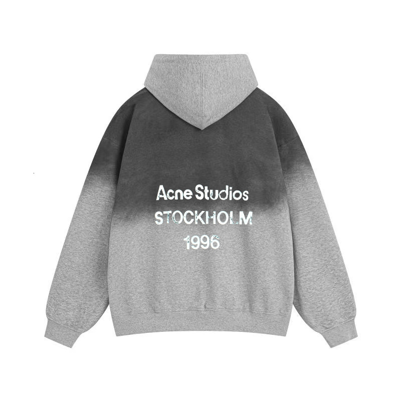 American style high street AC vintage autumn and winter new hooded sweatshirt with hanging dyed frayed letters 1996 washed loose fit men 240819