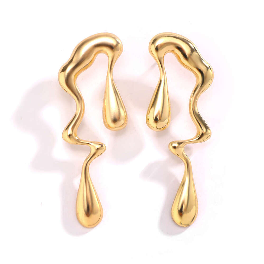 Jewelry Liquid Metal Wind Alloy Water Drop Sweet Cool Design Simple Geometric Earrings