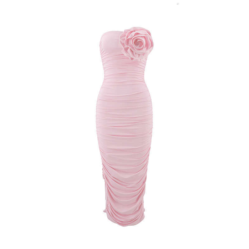 European American summer sexy hot girl strapless slim fit, hip cinching, three-dimensional wer long dress, 2025 new style, chic and elegant clothing