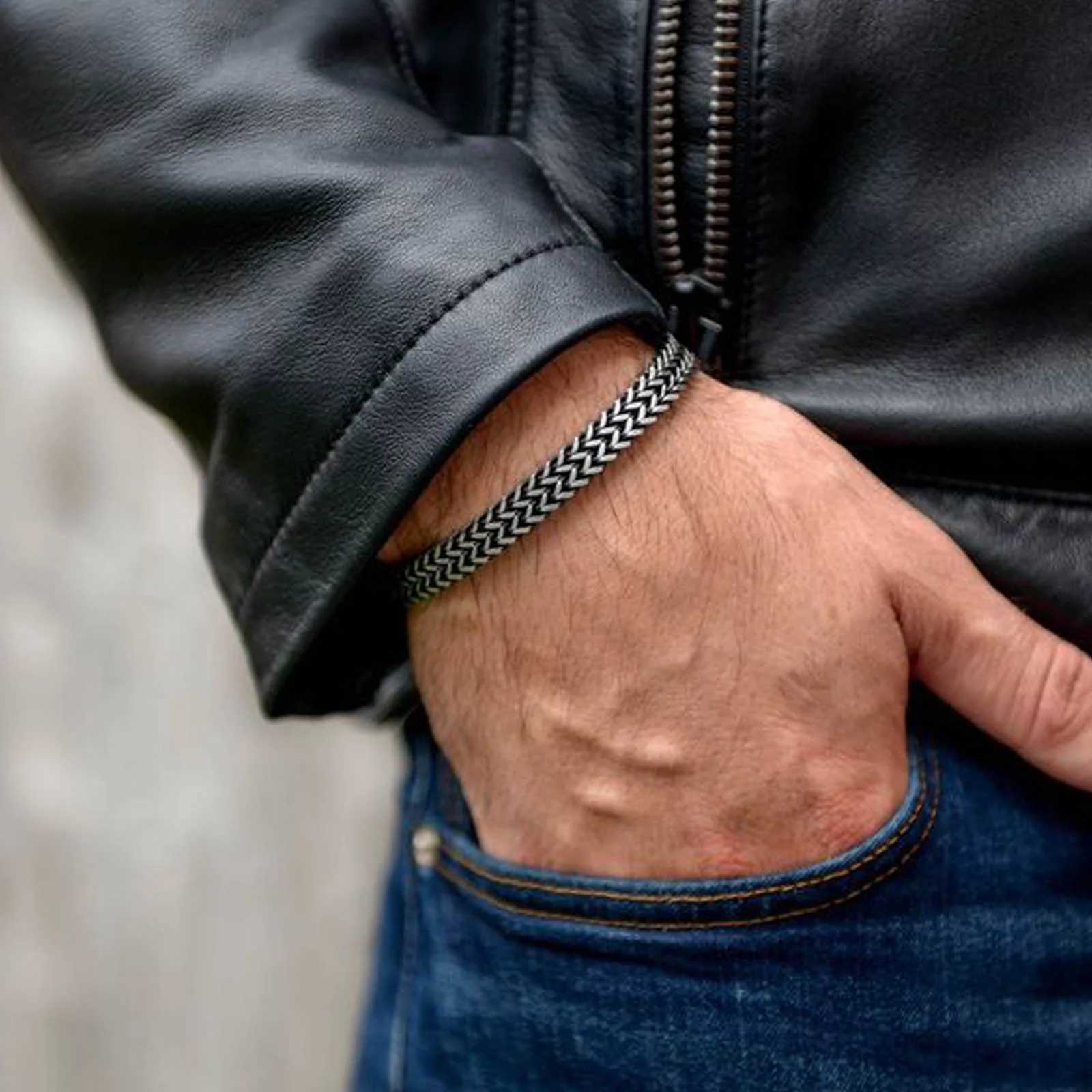 Stylish Stainl Steel Bali tail Chain Bracelet for MenDouble Franco Link Chain BraceletsArmband Male JewelryXJ250219