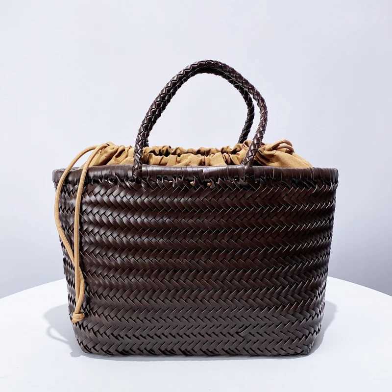 England Style Handwoven Tote Bags For Women Luxury Designer Handbag And Purses 2024 New In PU Vintage With Inner Pocket Shoulder Z250219