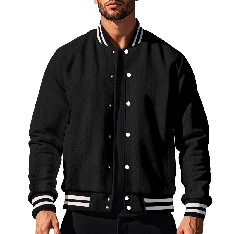 Spring and Autumn Jacquard Baseball Uniform American Style Breasted n Leisure Mens Cardigan Jacket 250218