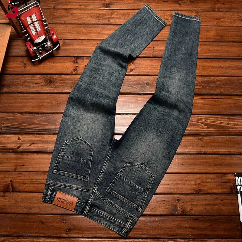 High Street Fashion Jeans Mens Autumn and Winter Clothing Hole Patch Personality Star Patch Slim Fit Skinny Stretch Pants X250220