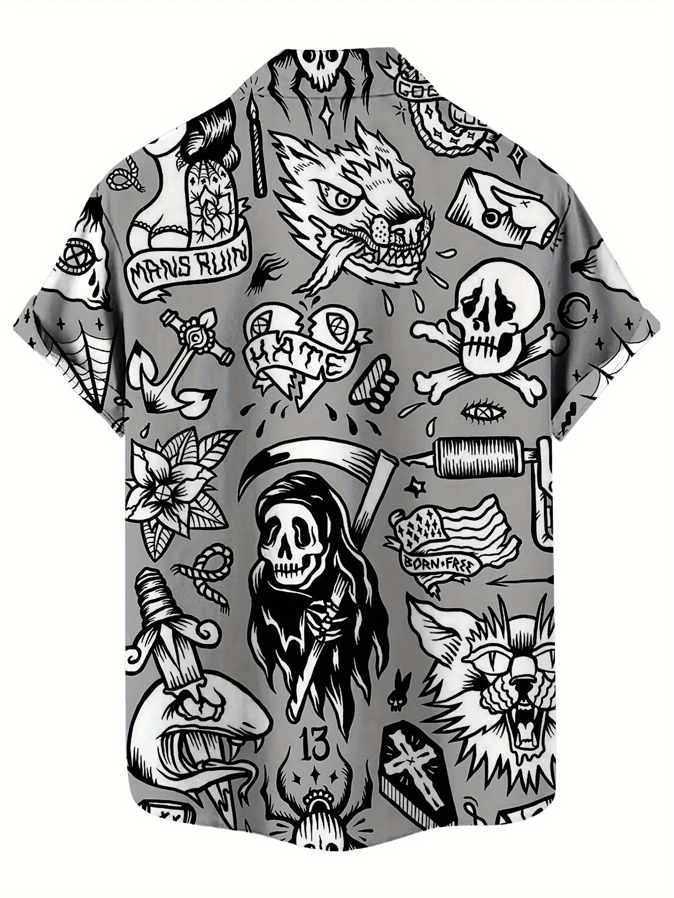 Skull Mens Shirts Horror 3d Print Casual Hawaiian Man Retro Shirt For Street Button Short Sleeves Lapel Clothes 2024 250220