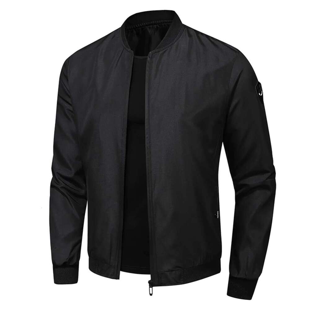 Men's high neck pilot jacket, monochrome jacket, Outchester casual windbreaker, long sleeved, outdoor sports, spring, autumn, document