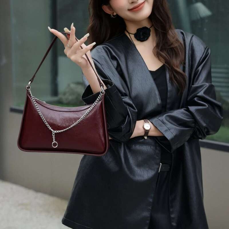 Underarm Cowhide Genuine Leather Handbags Women Vintage Shoulder Female Korean Bag High Quality 2025