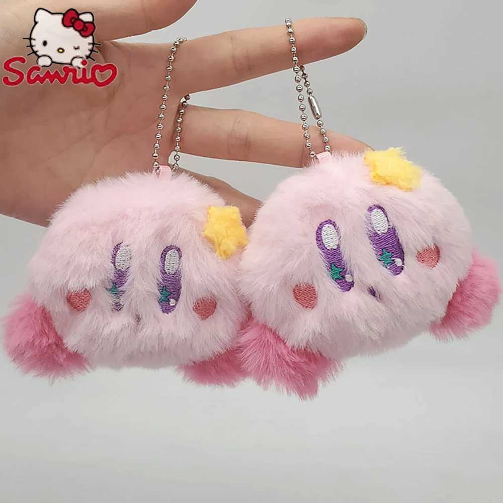Kirby Keychain Plush Doll 10Cm Kawaii Backpack Hang Key Fashion Pink Star Gifts Pendant Toys for Birthday Children Friends W250219