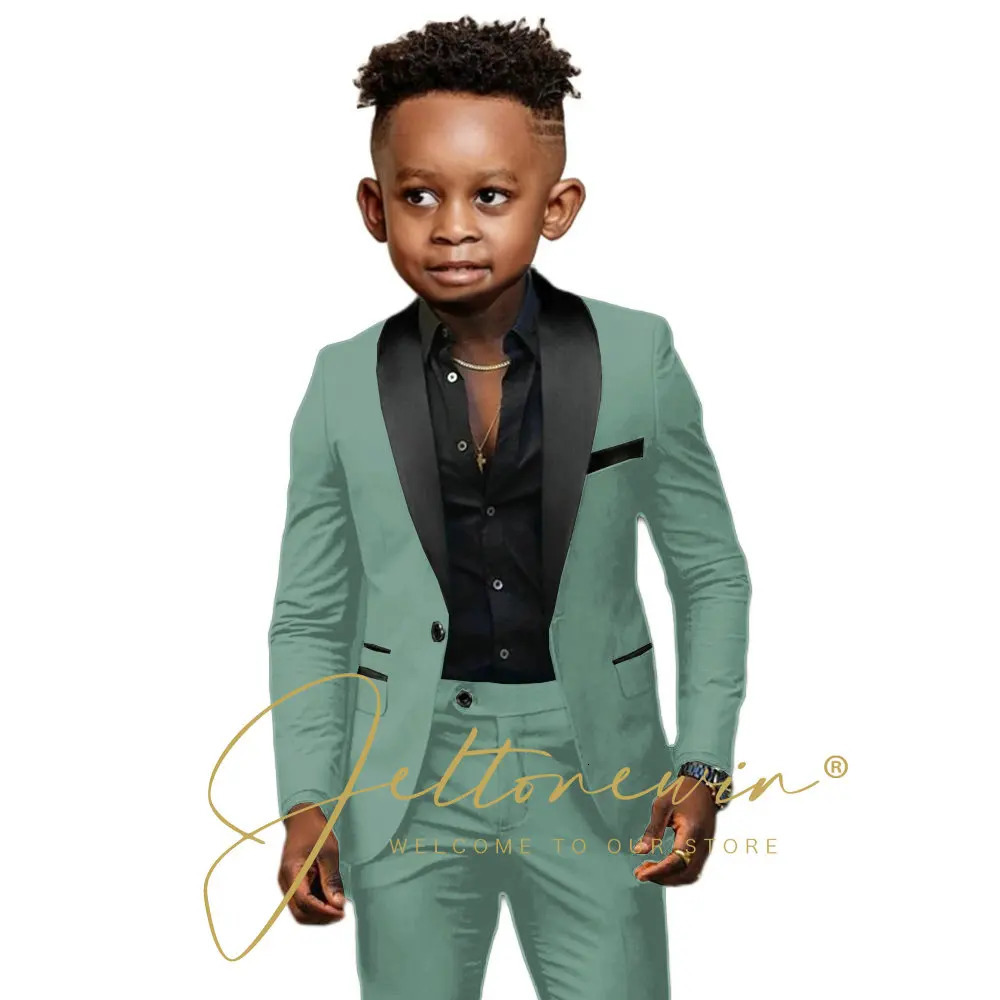 White Boys Suits 2 Pieces Wedding Formal Party Tuxedo Child Shawl Lapel Kids Dress Jacket Pants Slim Fit Blazer Sets 250219