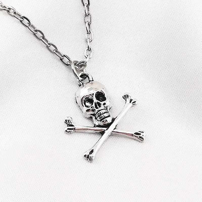 Skull Pendant Necklace for Women Men Vintage Chain Grunge Jewelry Goth Gothic Accories Choker Y2k Aesthetic Fairy StarXJ250219
