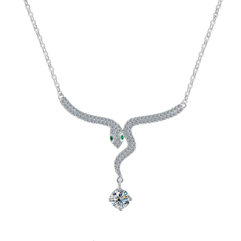 ZFSILVER Fashion Trend 925 Silver 0.5 Mo Silica Pendant Snake Necklace Female Accessories Party Jewelry Gift MS-2028B 250220