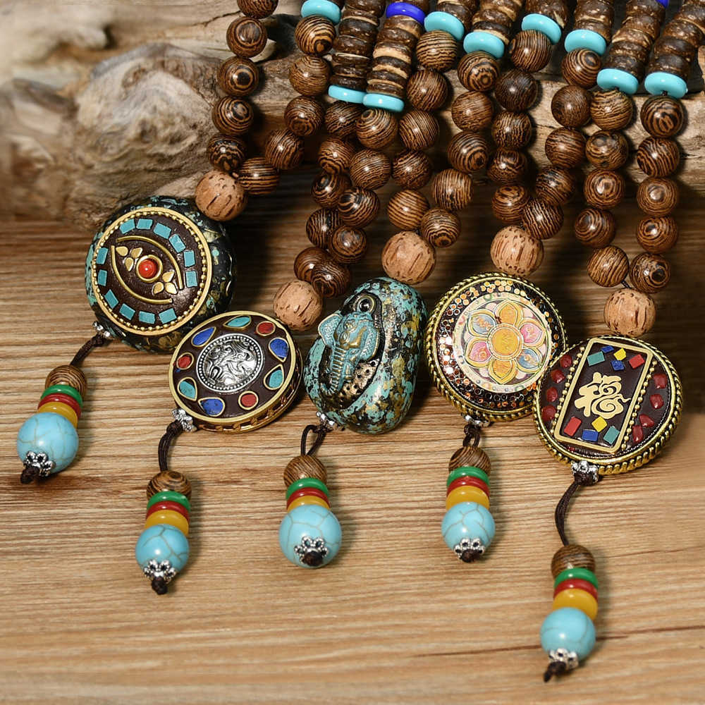 Pendant Necklaces Nepal Sweater Chain Womens Yiwu Accessories Bodhi Pendant Wood Bead Buddha Series Long Necklace H25219