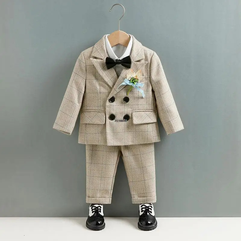 Prince Boys Birthday Dress Kids Beaufitul Pograph Suit Children Formal Wedding Party Performance Dance Tuxedo Wear 250219