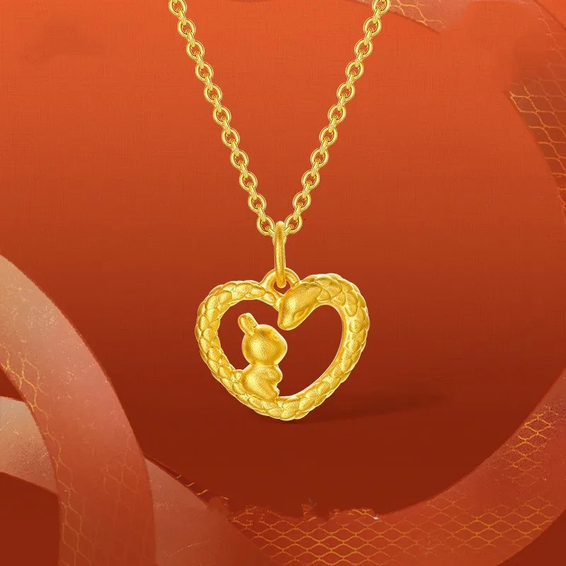Full gold 999 snake plate rabbit pendant 24K rabbit snake necklace zodiac year gift for ladies and children boutique jewelry 250220