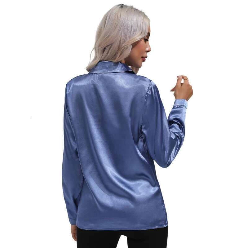 Satin Silk Button Down For Women Dress Long Sleeve Blouses Female Shirts