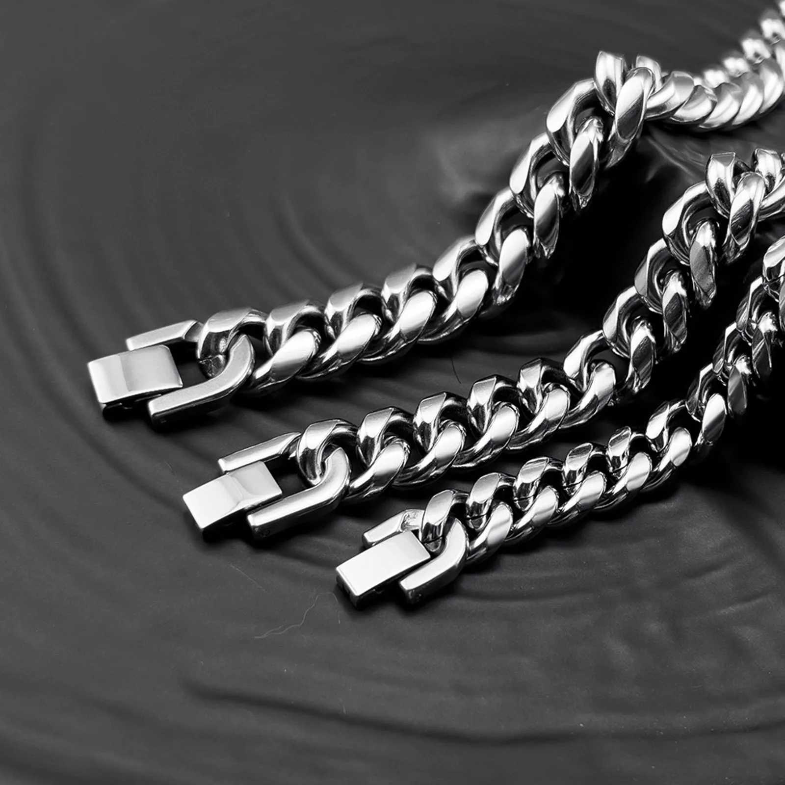 Vnox 6/8/10/12mm Cuban Chain Bracelets for Men Women Solid Stainl Steel Cu Link Chain Wristband JewelryXJ250219