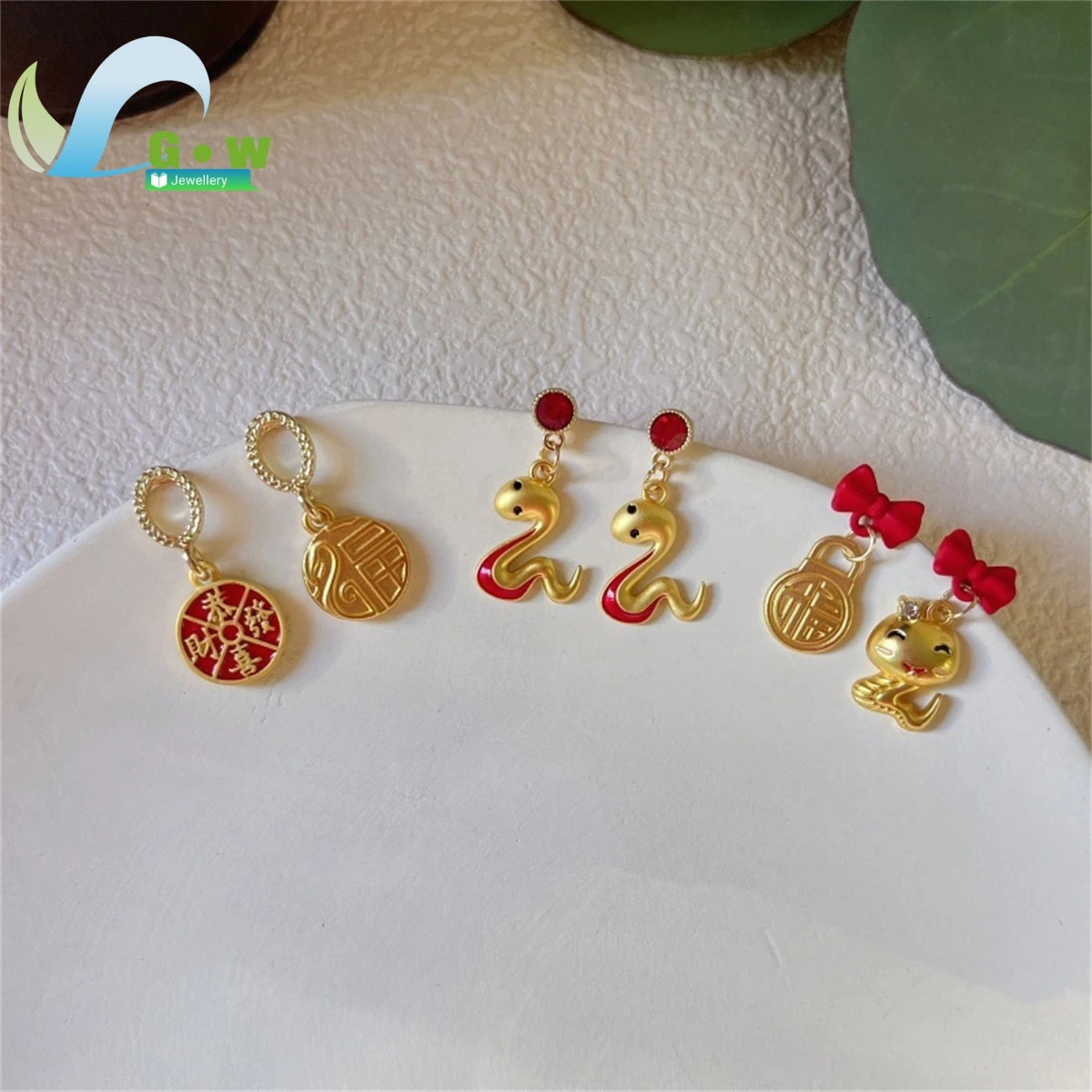 Fortune Snake Female Earrings Year Trend Animal Red Lucky Snake Earrings Jewelry Stud Earrings Accessories 250220