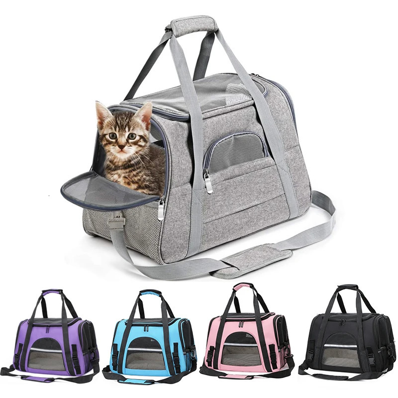 Soft-Sided Pet Travel Mesh Breathable Bags for Cats Dogs Comfort Foldable Handbag Pet Transport Bag 250217