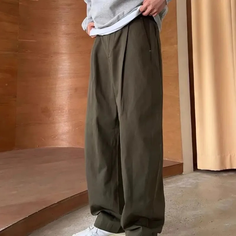 Tailoring Summer Baggy Cool Wide Ice Silk Business Thin Loose Cooling Straight Mens Casual Pants Office Trend Y2k Male Trousers 250218