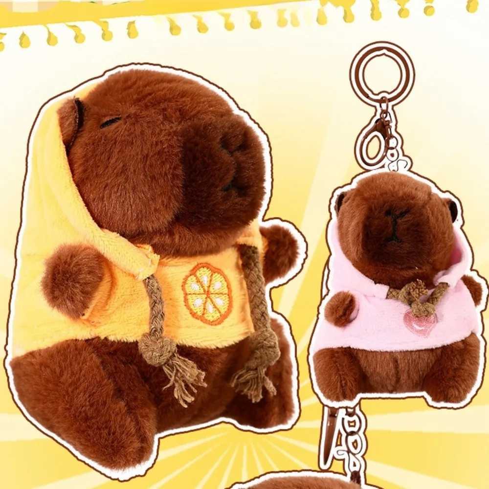 Cute Capybara Plush Toy Keychain Hoodie Small Size Simulation Doll Stuffed Animals Anime Fluffty Toy Plush Pendant Birthday Gift W250219