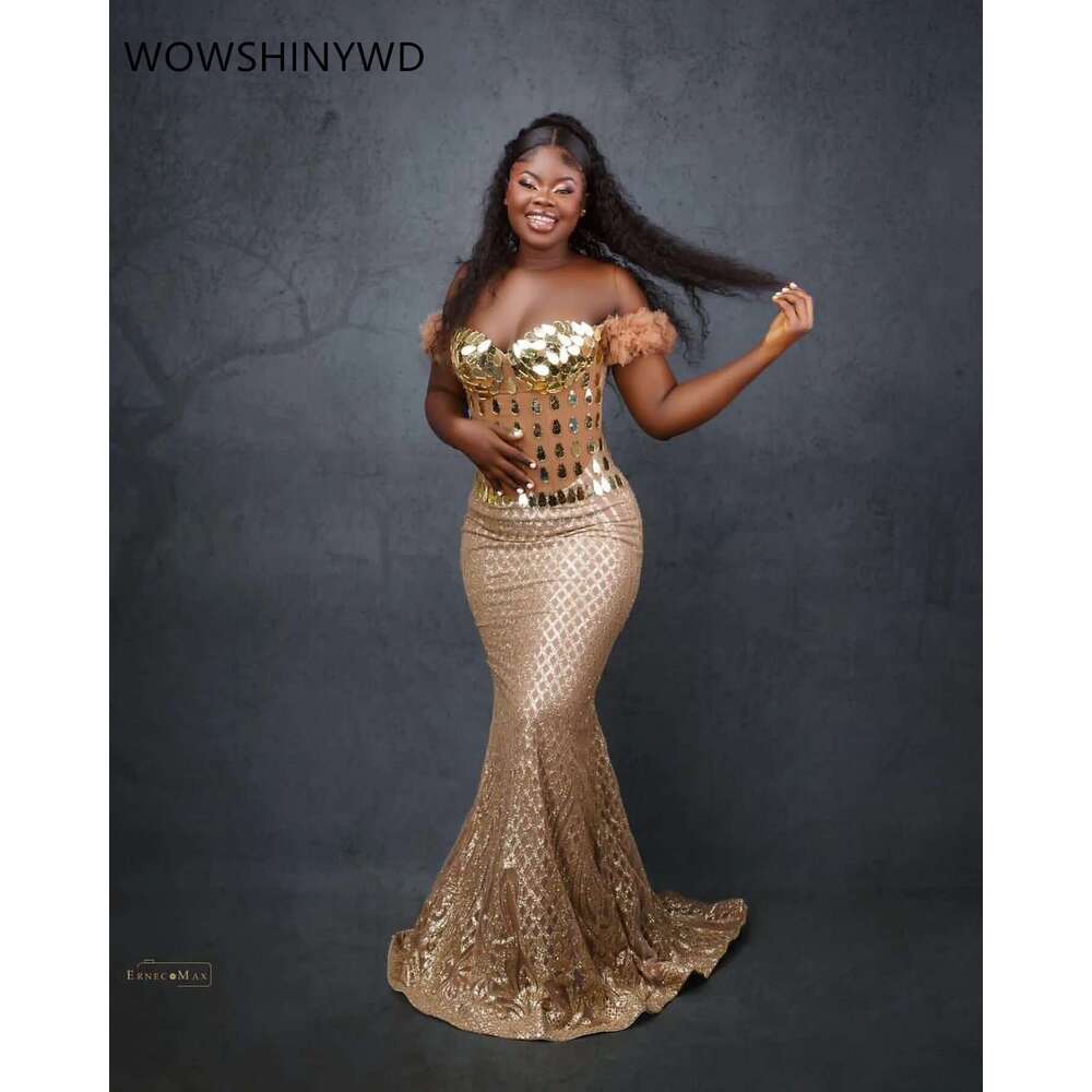 Aso Ebi-Mermaid Ball Dresses Frissed Crystals Formal Party Engagement Birthday prom 2025