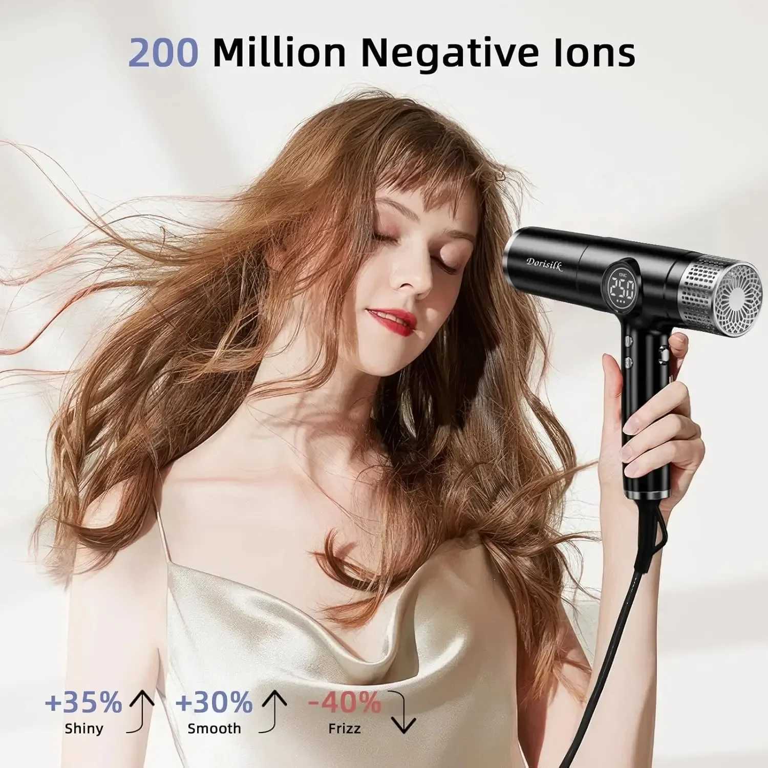 Professional Led Display 875W Hair Dryer High Speed 0000 RPM Brushless Motor for Fast Drying Low Noise Ionic Blow Dyer W250220