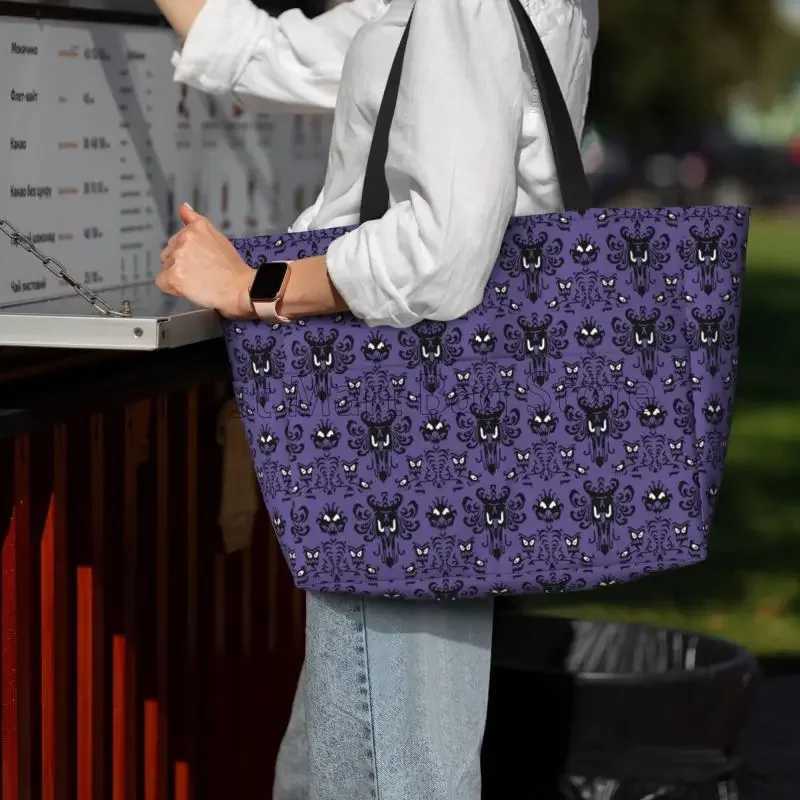 Happy Haunted Mansion Beach Bag for Women Travel Tote Bag with Pockets Summer Large Beach Pool Bag for Swim Gym Vacation Z250219