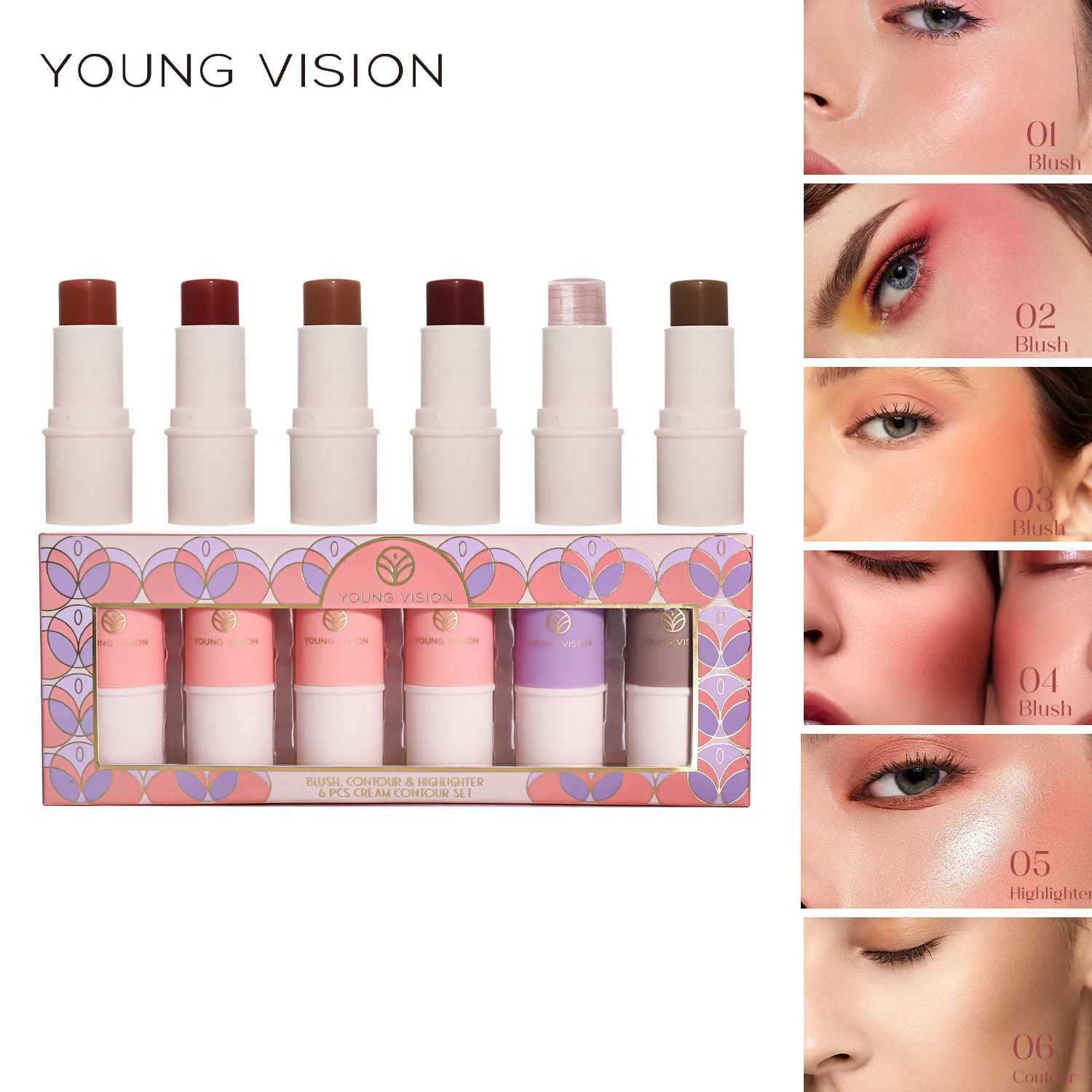 VISION 6 Color Set Multi-Purpose Makeup Stick Highlighter Makeup Cream B Matte Powder B Stick SetW250220